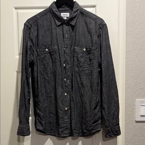 Dark grey Denim look Button-Up Shirt 100% cotton